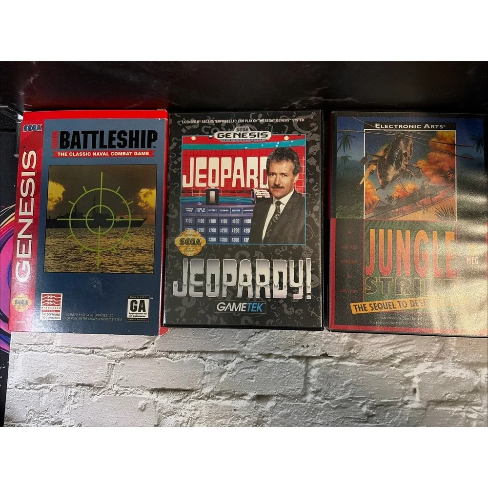 Sega Genesis Bundle Jungle Strike Jeopardy Super Battleship CIB Games NM